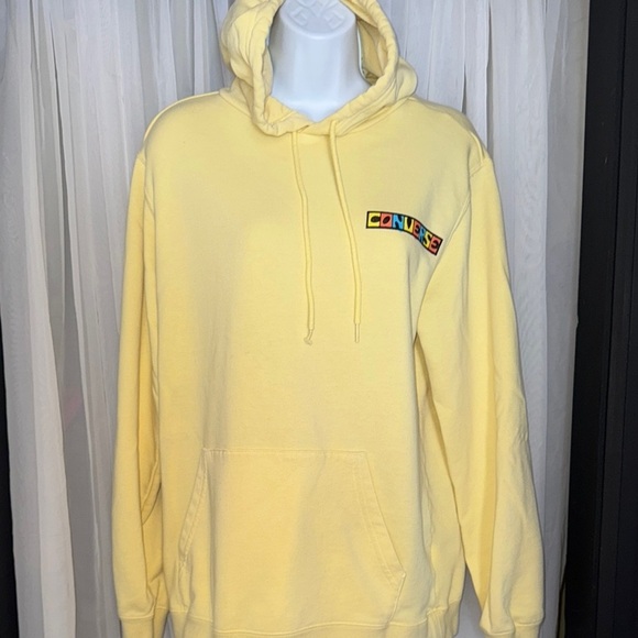 Converse Yellow Fleece Hoodie Sweatshirt - Picture 1 of 8